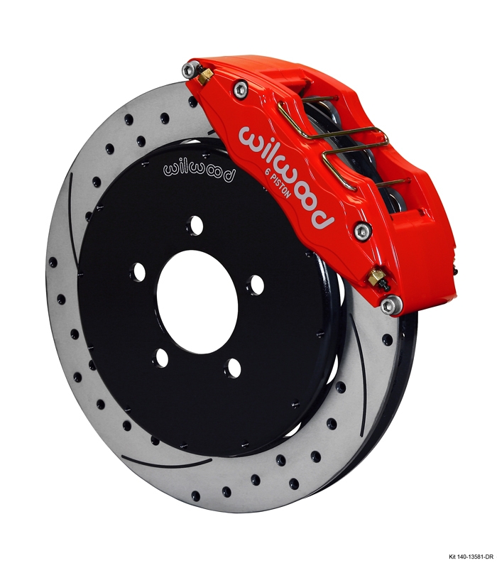 Wilwood Dynapro 6 Big Brake Front Brake Kit (Hub) - BlackCaliper - SRP Drilled & Slotted Rotor main image 1